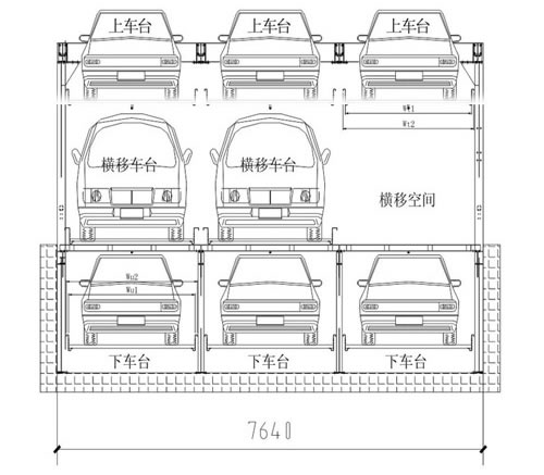 三層升降橫移底坑式立體停車庫